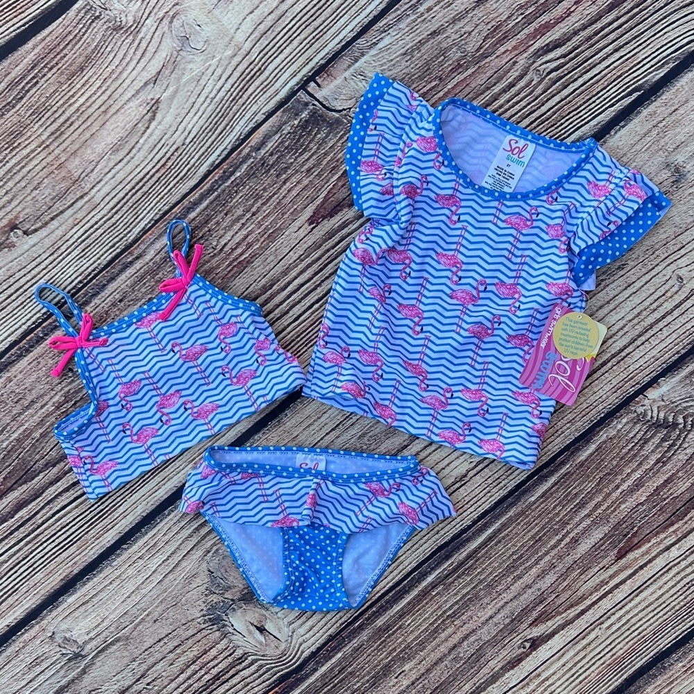 Girls flamingo Swim Set - Blue and Pink